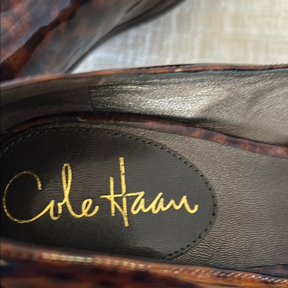 Cole Haan Brown Leopard Peep Toe Heels - Picture 9 of 10